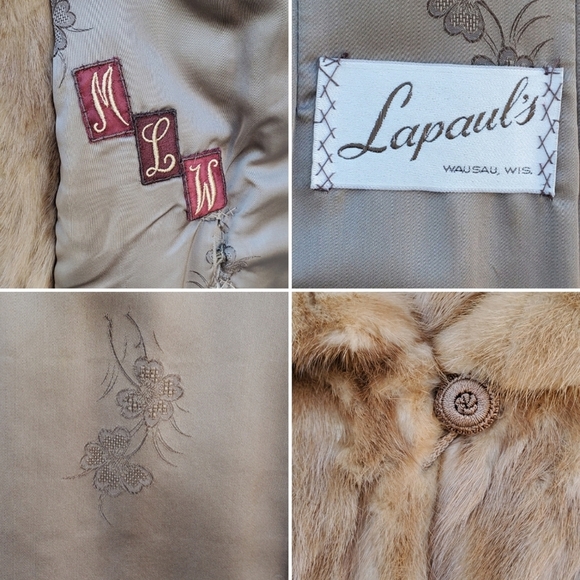 Vintage Pastel Mink Paw Mob Wife Designer Luxury Long Overcoat Coat Furs XL - Picture 5 of 9